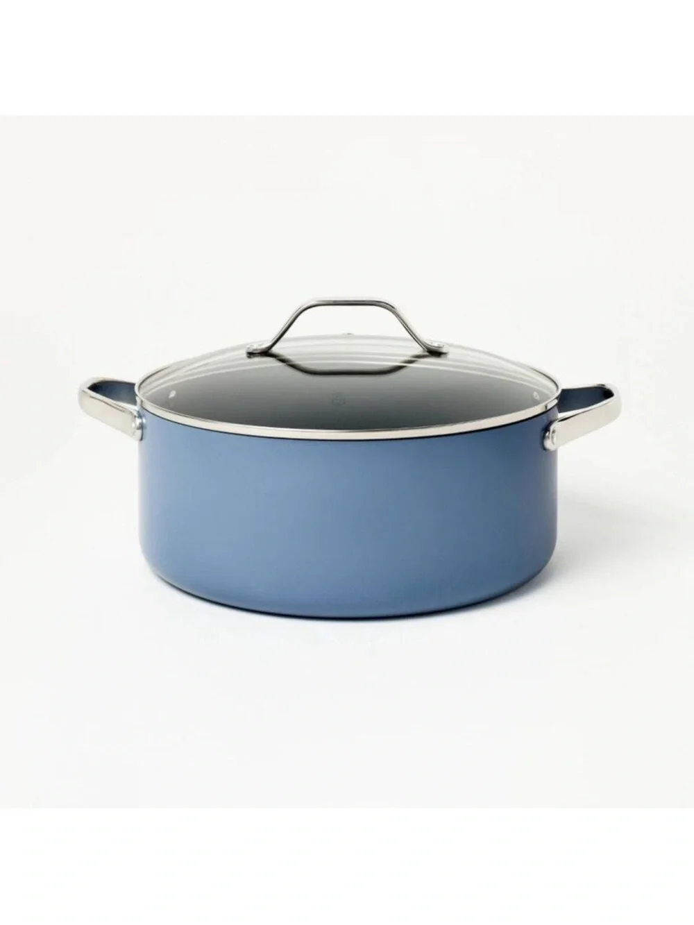 Figmint - 2PC Aluminum Ceramic Stock Pot Set 450 Deg Blue